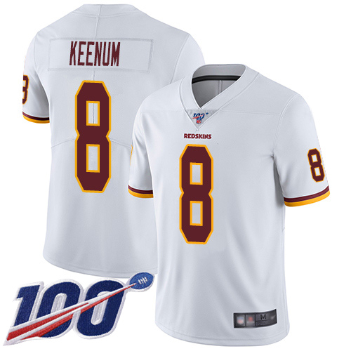 Washington Redskins Limited White Men Case Keenum Road Jersey NFL Football 8 100th Season Vapor